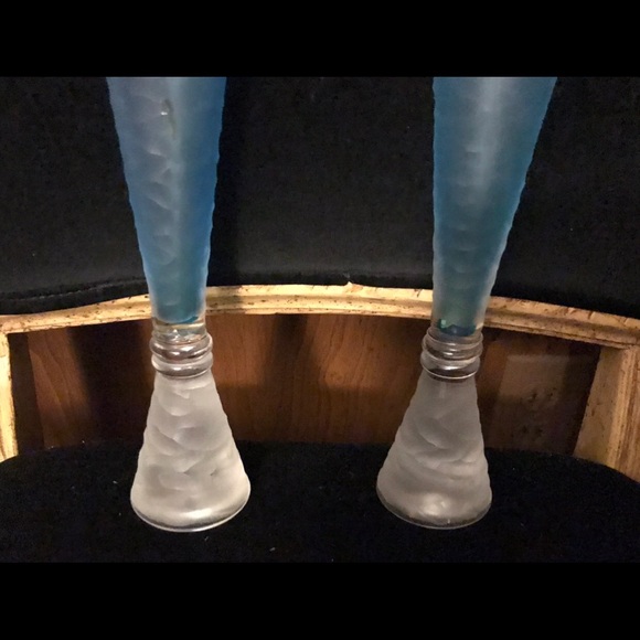 2 New Italian Glass Champagne Flute Blue Clear 9 3/4” Tall - Picture 13 of 16